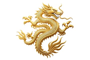 Fototapeta premium Gold dragon with its mouth open
