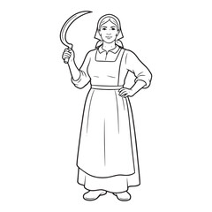 Vintage Farmer Line Art – Farmer Vector Design Featuring Classic Agricultural Theme – Farmer Drawing – Line Art Drawing of Farmer – Farmer Icon