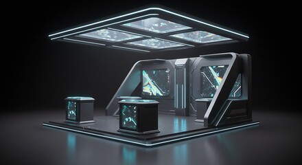 Step into the Future with this Modern Sci-Fi Display Pod, Perfect for Showcasing Your Brand's Innovative Products in a Cutting-Edge Metaverse Experience