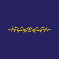 Golden Swirls on Blue Ornate Flourish Design