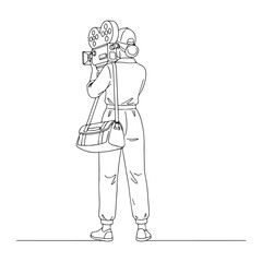 Modern Artistic Filmmaker Line Art – Filmmaker Vector Outline Depicting Elegant Craftsmanship – Filmmaker Drawing – Vector of Filmmaker – Filmmaker Sketch
