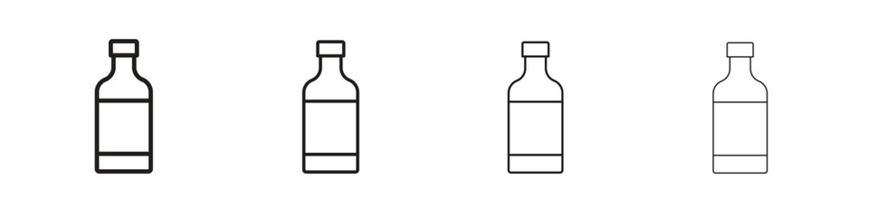 Wine bottle icon set in line style. symbol in outline style