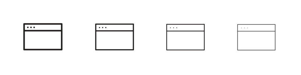 Window icon set in line style. symbol in outline style
