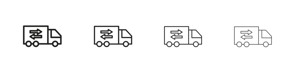 Truck arrow icon set in line style. symbol in outline style