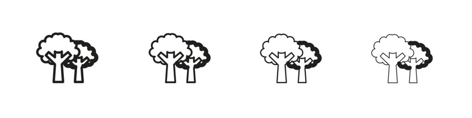 Trees icon set in line style. symbol in outline style