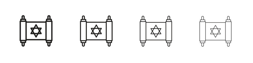 Scroll Torah icon set in line style. symbol in outline style