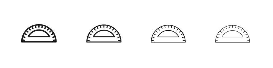 Protractor icon set in line style. symbol in outline style