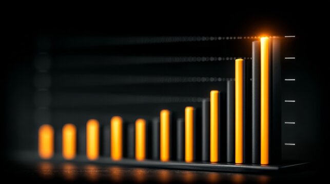 Vertical bar chart with orange and yellow bars of varying heights, tallest bright yellow bar on the right,