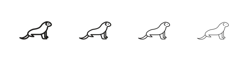 Otter icon set in line style. symbol in outline style