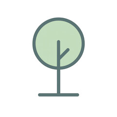Minimalist Tree Icon: A simplified tree icon, featuring a round crown and a slender trunk, rendered with clean lines and a soft color palette.