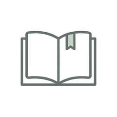 Open Book Icon: A minimalist line-drawing of an open book, complete with a bookmark, suggesting knowledge, learning, and the power of stories. 