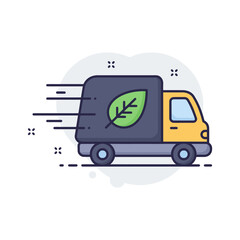 Eco-Friendly Delivery Truck with Leaf Icon Sustainable Transport Concept
