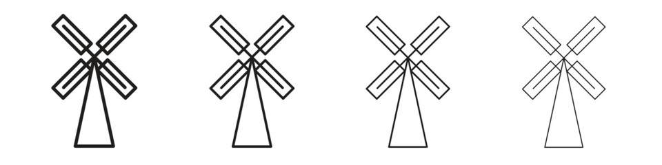Mill sign icon set in line style. symbol in outline style