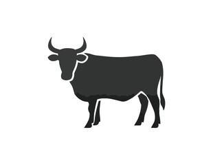 Silhouette of a bull on black background animal vector illustration