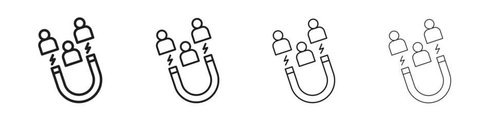 Magnet user icon set in line style. symbol in outline style
