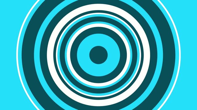 Abstract concentric circles animation teal blue white modern geometric background loop