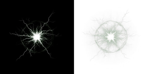 Electric energy burst overlay with intricate lightning patterns on contrasting backgrounds, showcasing dynamic visual effects for creative design projects and digital art applications