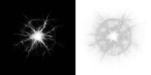 Abstract energy burst illustration with dynamic lightning effects, showcasing a vibrant contrast between dark and light backgrounds, perfect for creative design projects and visual storytelling