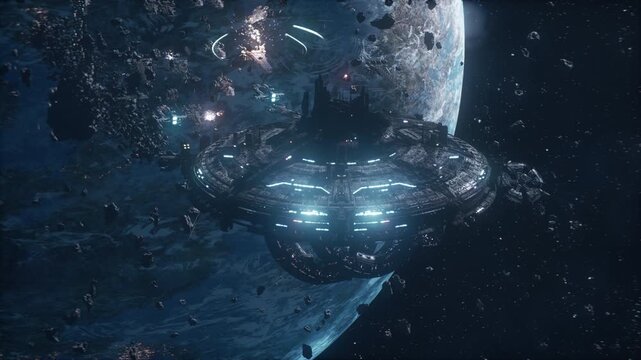 UFO Descends over War-Torn Earth