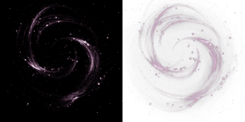 Abstract swirl design with dynamic movement and soft textures, featuring a blend of purple hues against contrasting dark and light backgrounds, ideal for creative projects and visual storytelling