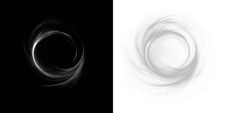 Abstract swirl design in contrasting black and white, showcasing dynamic movement and fluidity, perfect for creative projects and artistic expressions with copy space