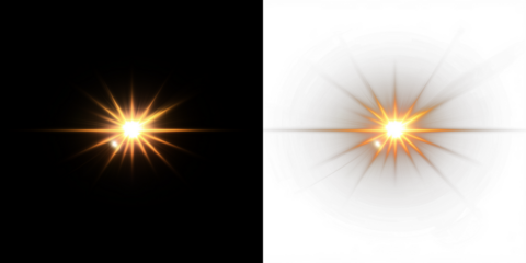 Bright starburst overlay effect on contrasting black and white backgrounds, creating dynamic visual interest for design projects and enhancing creative compositions