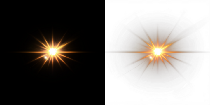 Bright starburst overlay effect on contrasting black and white backgrounds, creating dynamic visual interest for design projects and enhancing creative compositions - Powered by Adobe