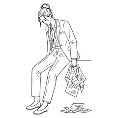 Smart Journalist Line Art – Journalist Vector Drawing with Defined Expressive Lines – Journalist Drawing – Vector of Journalist – Journalist Sketch