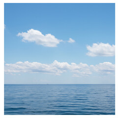 Serene Ocean Vista: Blue Sky, Gentle Clouds, and Calm Waters. High Detail.