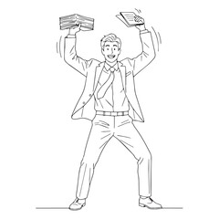 Professional Journalist Line Art – Journalist Vector Outline with Defined News Presentation – Journalist Drawing – Vector of Journalist – Journalist Sketch