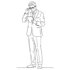 Skilled Journalist Line Art – Journalist Vector Illustration with Elegant Reportage Style – Journalist Drawing – Line Art Drawing of Journalist – Journalist Icon