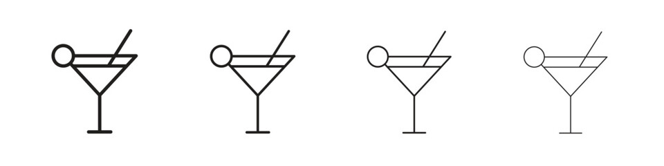 Citrus Martini glass icon set in line style. symbol in outline style