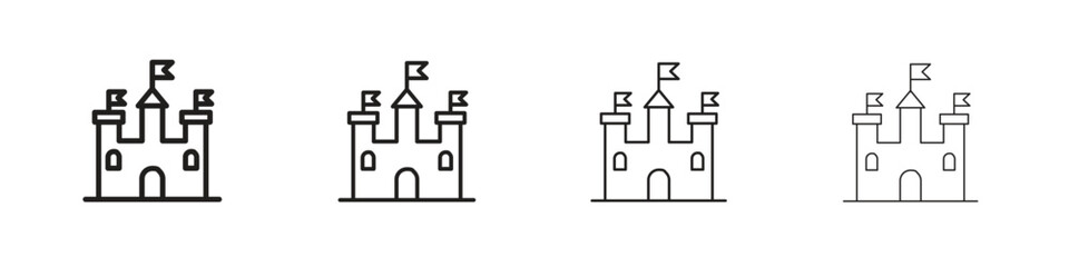 Castle icon set in line style. symbol in outline style