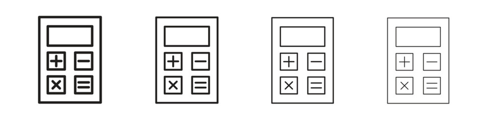 Calculator icon set in line style. symbol in outline style
