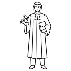 Intellectual Judge Line Art – Judge Vector Drawing with Defined Courtroom Presence – Judge Drawing – Vector of Judge – Judge Sketch