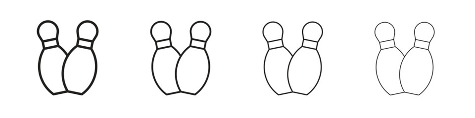 Bowling pins icon set in line style. symbol in outline style