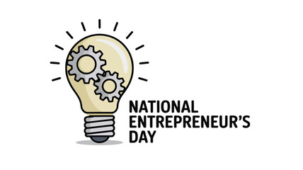 Light bulb with gears for National Entrepreneurs Day vector illustration for business innovation and creative thinking isolated on white background