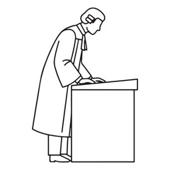 Authoritative Judge Line Art – Judge Vector Graphic with Defined Court Presence – Judge Drawing – Line Art Drawing of Judge – Judge Icon