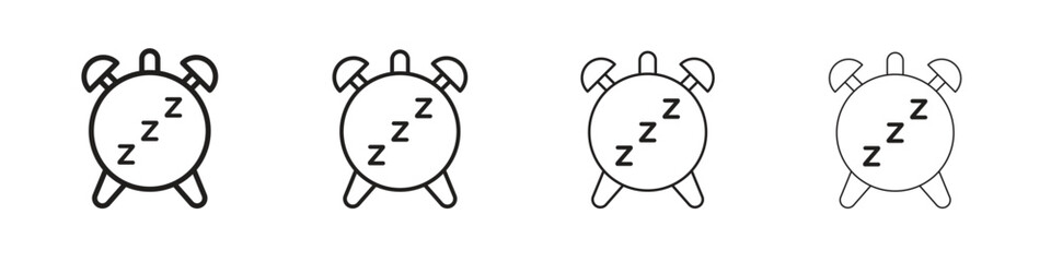 Alarm snooze icon set in line style. symbol in outline style