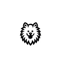 Cartoon dog illustration smiling face black background