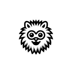 Stylized cartoon raccoon face emblem on black background