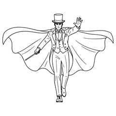 Artistic Magician Line Art – Magician Vector Illustration Featuring Sleek Magical Details – Magician Drawing – Line Art Drawing of Magician – Magician Icon