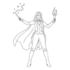 Mysterious Magician Line Art – Magician Vector Outline with Subtle Magical Form – Magician Drawing – Vector of Magician – Magician Sketch