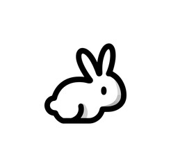 White rabbit icon on black background minimalist design