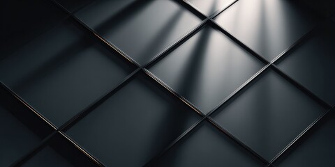 Obraz premium Dark Geometric Glass Tiles with Dynamic Light Reflections for Business Background