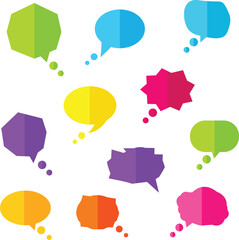 Colorful speech bubbles communication vector design elements set