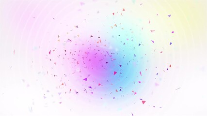 Colorful confetti bursting with celebration against soft pastel gradient background with concentric circle effects - Powered by Adobe