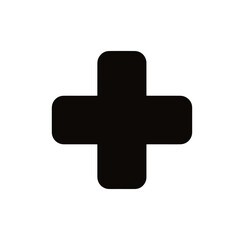 Black cross symbol isolated on black background for design elements