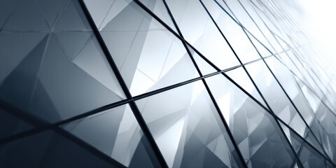 Fototapeta premium Modern Corporate Building Facade with Reflective Geometric Glass Panels