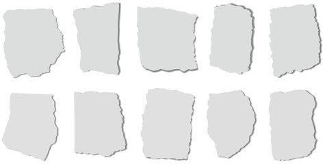 Torn paper pieces collection white background scrap texture